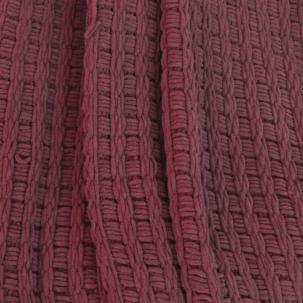 Space Yarn Knitted Throw, Burgundy, 50" X 60"