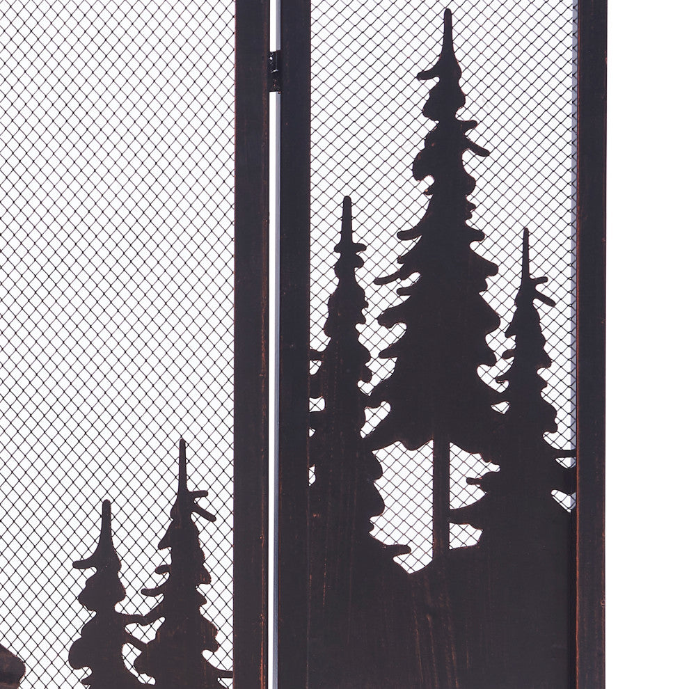 Three Panel Foldable Iron Fireplace Screen