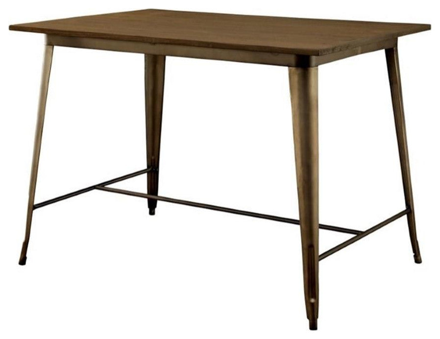 Furniture of America Mayfield Metal Counter Height Dining Table in Natural Elm