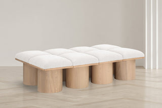 Pavilion Boucle Fabric Upholstered 8-Piece Modular Bench, Cream, Natural Finish