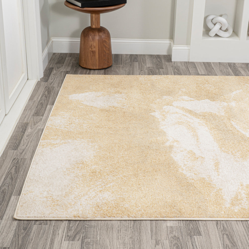 Petalo Abstract Two-Tone Modern Gold/Cream 4 ft. x 6 ft. Area Rug