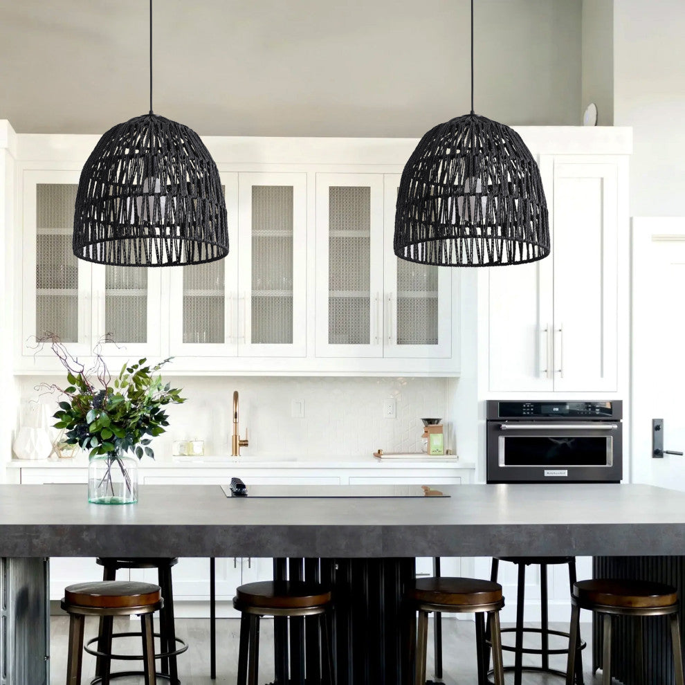 Bohemian Modern Woven Paper Rope/Iron Pendant Light