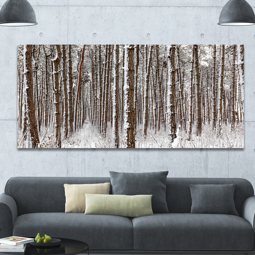 Dense Pine Forest in Winter, Large landscape Canvas Art Print, 60"x28"