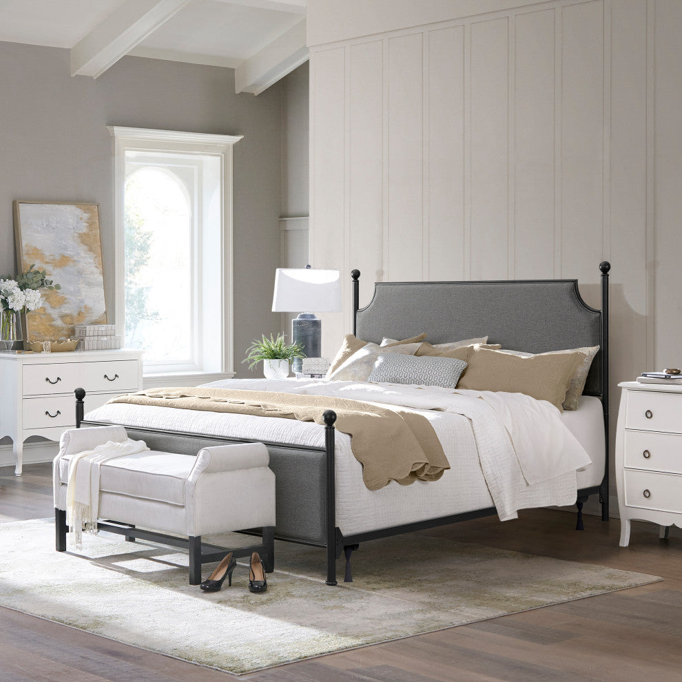 McArthur Metal and Upholstered Bed, Black, King