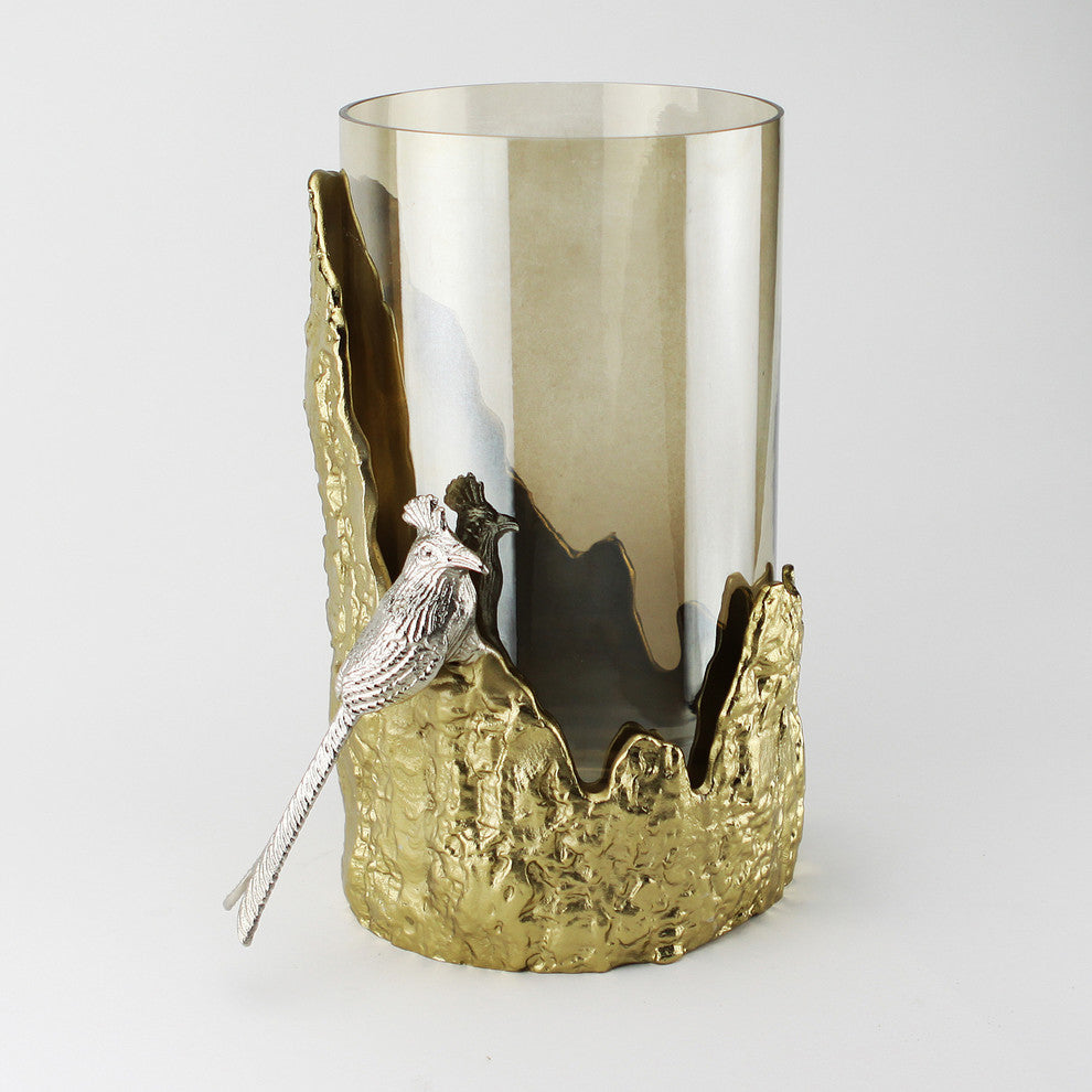 Candle Holder With Glass Hurricane and Vase