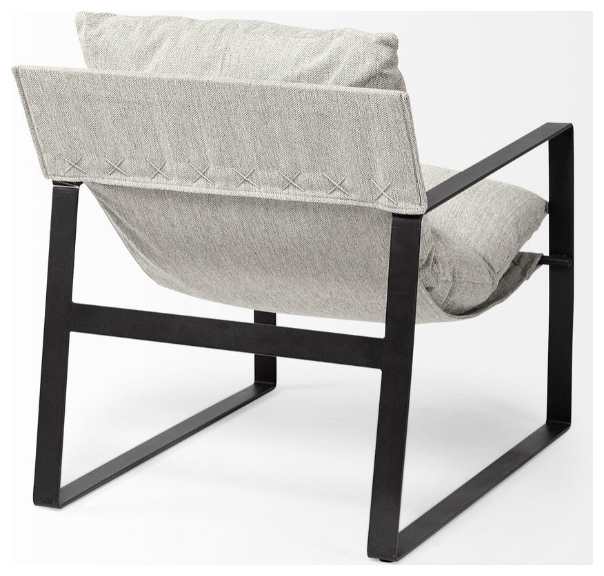 Ash Gray And Black Metal Sling Chair