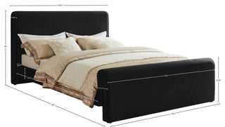 Sloan Black Velvet Full Bed, Black, Full