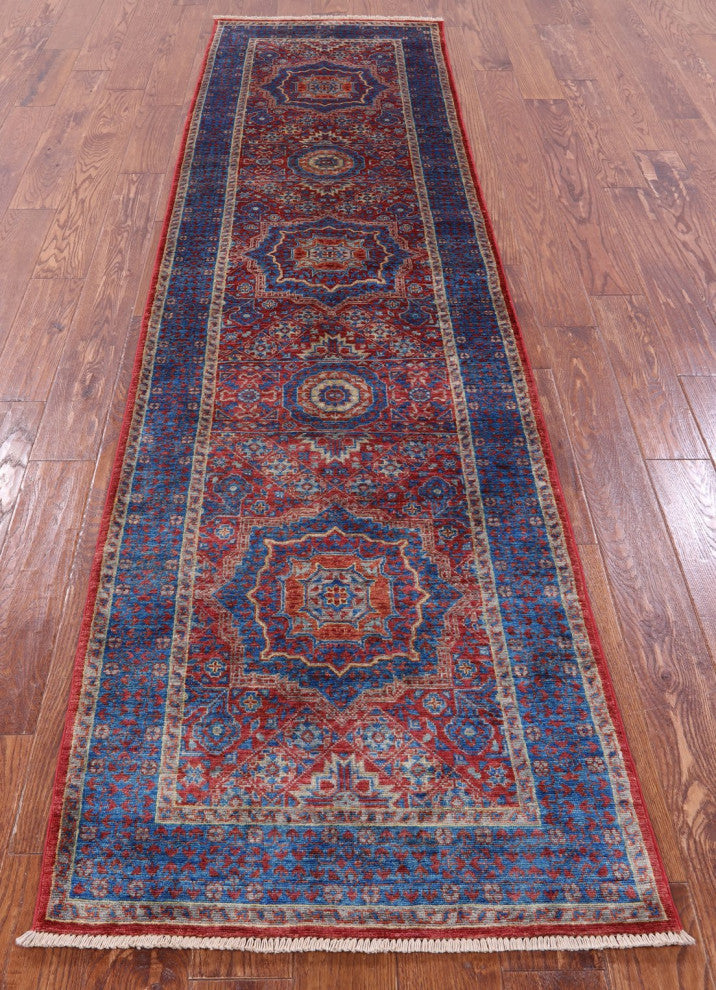 2' 8" X 9' 11" Mamluk Hand-Knotted Wool Runner Rug - Q12508