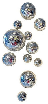 Wall Spheres, Silver Crackle, Set of 11