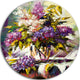 Lilac Bouquet In A Vase, Floral Disc Metal Artwork, 23"