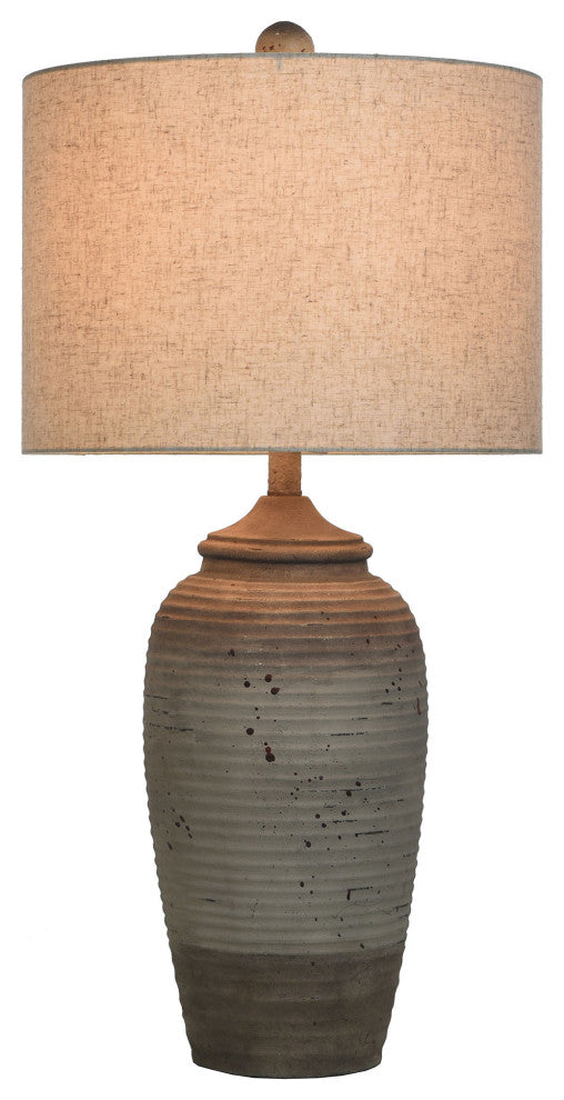 Charlotte Polyresin Table Lamp 32"H, Taupe, Speckled Finish, Sand Linen Shade