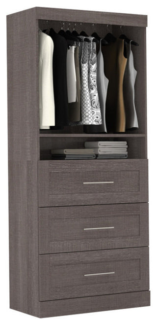 36" Storage Unit With 3-Drawer Set, Bark Gray