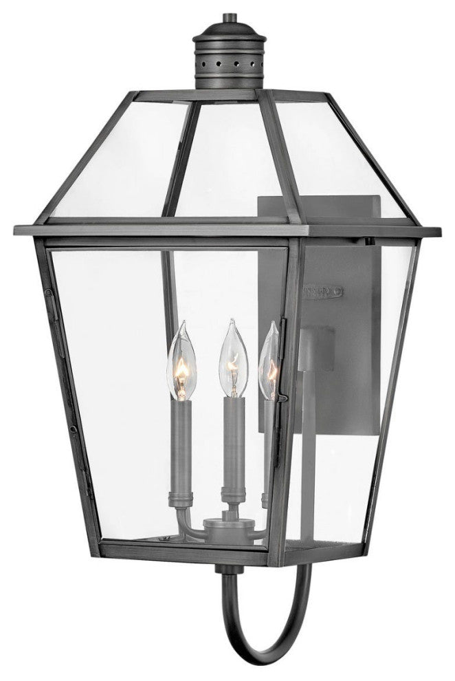 Hinkley Nouvelle Large Wall Mount Lantern, Blackened Brass