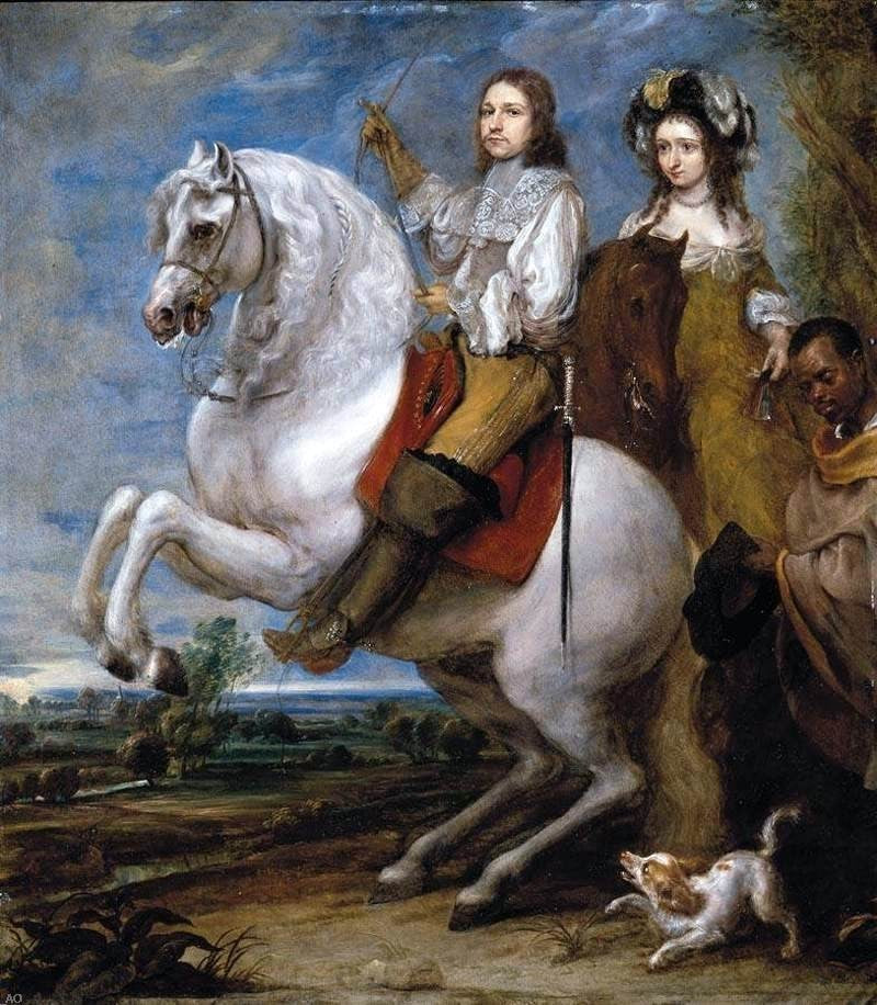 Gonzales Coques Equestrian Portrait of a Couple Gallery Wrapped Canvas Print