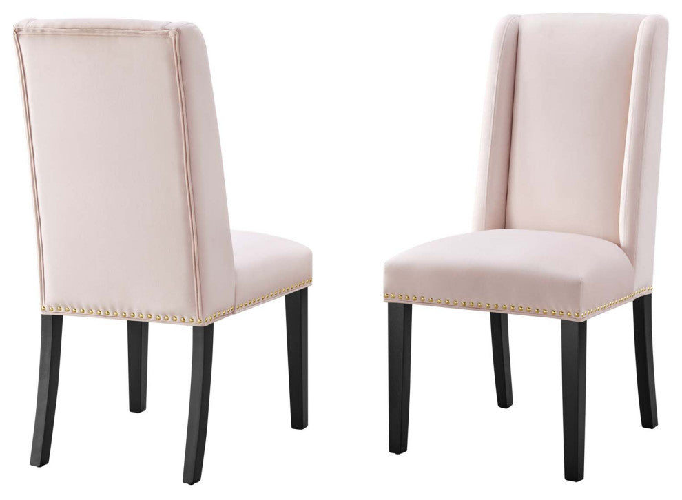Dining Chair, Nailhead, Set of 2, Pink, Velvet, Modern, Cafe Bistro Hospitality