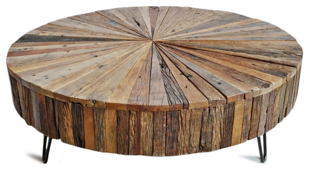Salvaged Round Pinwheel Coffee Table