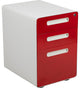 3-Drawer Filing Cabinet W/Hanging Drawer for Legal & Letter Files-White & Red