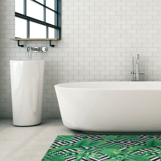 Leaf PVC Bathroom Mat, Green, 26" x 39", Covers 6.9 sq ft