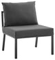 Riverside Outdoor Patio Aluminum Armless Chair Gray Charcoal