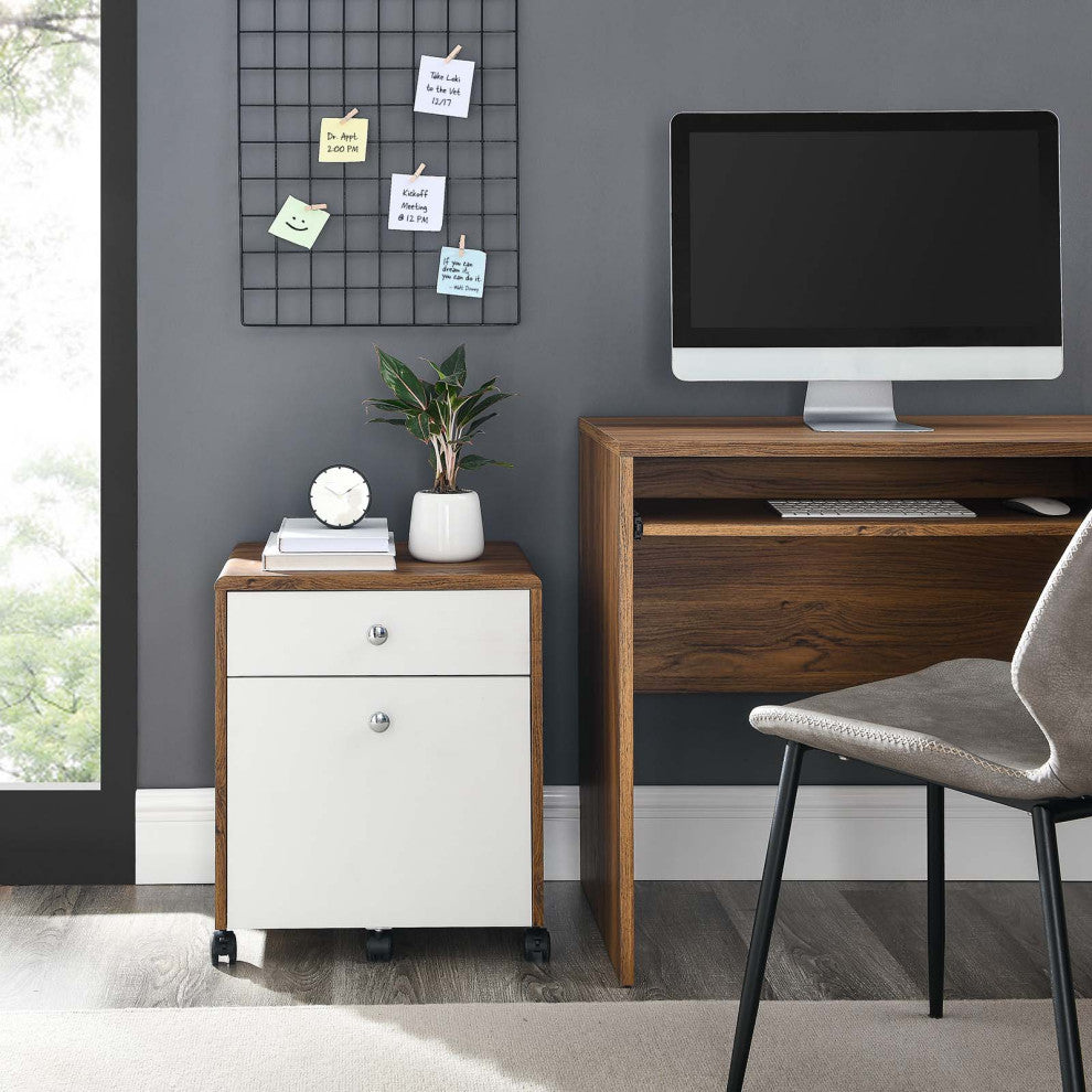 Transmit Wood File Cabinet, Walnut White