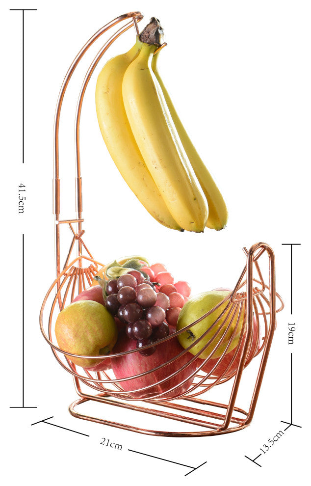 Jiallo Fruit basket with Banana Hanger, Rose Gold