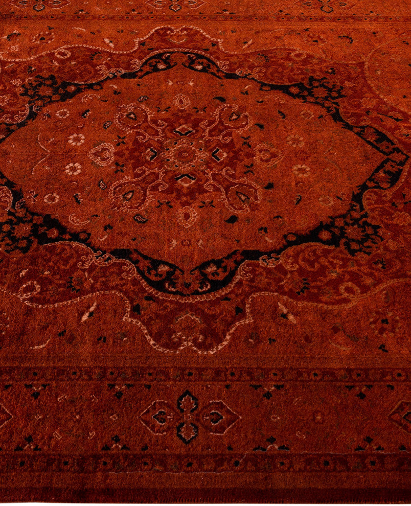 Overdyed One-of-a-Kind Hand-Knotted Area Rug Orange, 4' 7" x 7' 1"