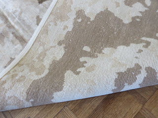 9x9'3 Square Hand Knotted Brown & Beige Modern Abstract Oriental Rug