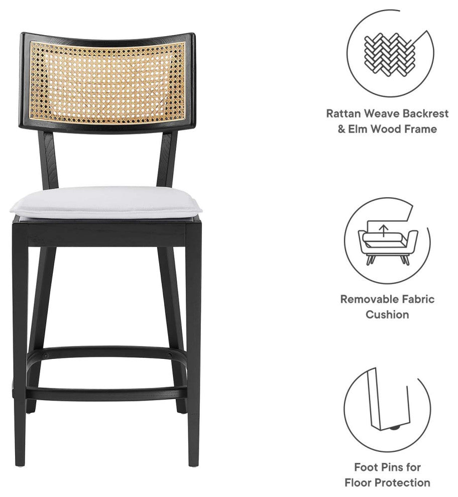 Caledonia Wood Counter Stools - Set of 2 in Black White