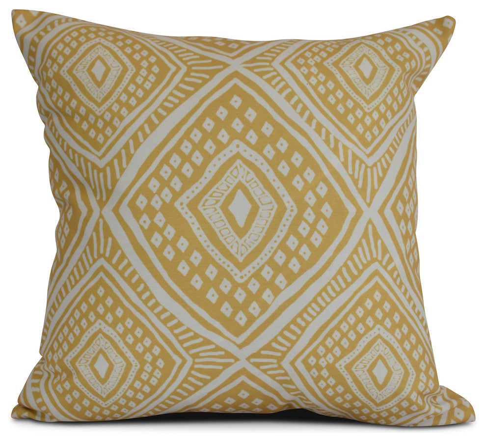 Gold Lil' Diamond Jil, Geometric Print Pillow, 18"x18"