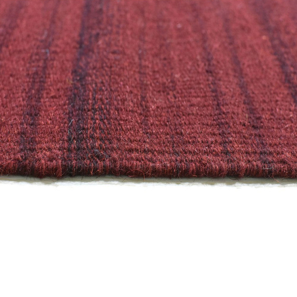 HAND WOVEN FLAT WEAVE KILIM WOOL ECO-FRIENDLY AREA RUGS-Solid,Dark Red