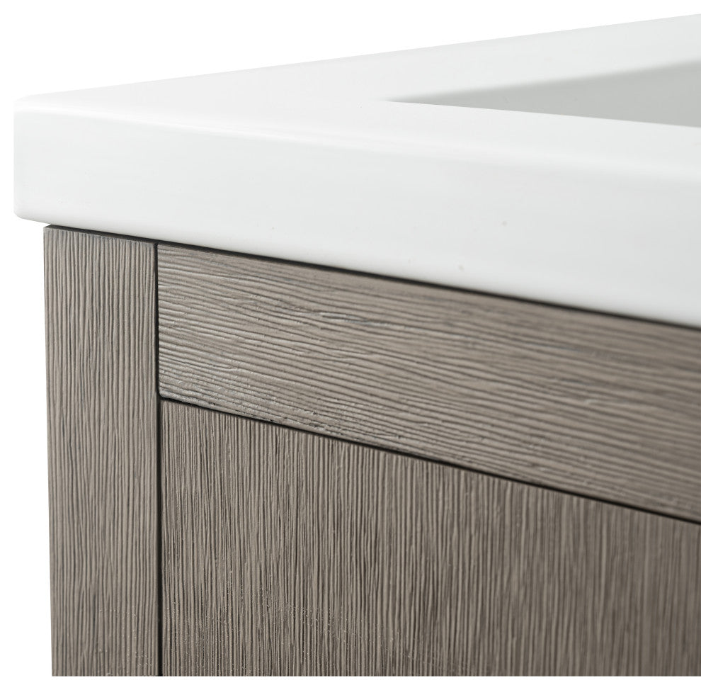 Vanity Art Bathroom Vanity With Sink, Driftwood Gray, 20", Single Sink, Golden Brushed