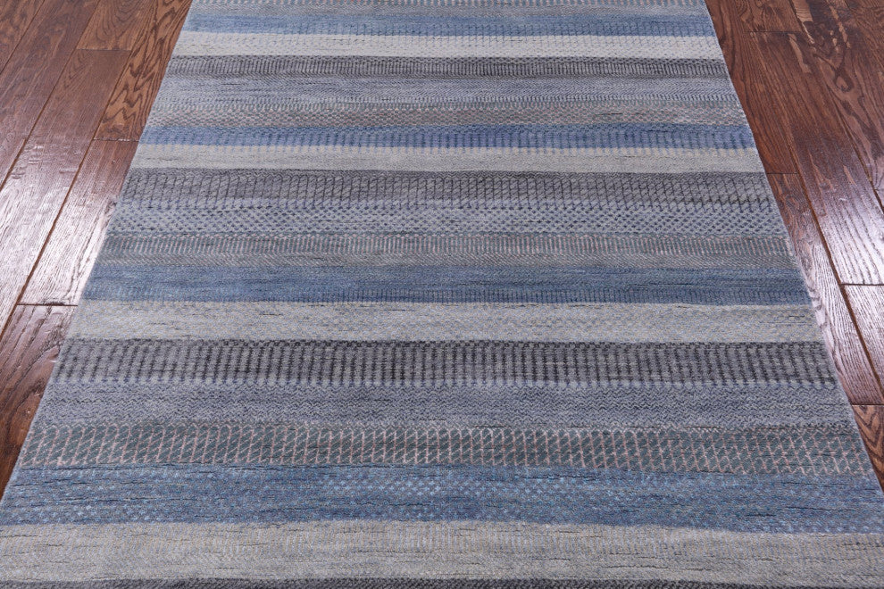4' 1" X 6' 1" Wool and Silk Handmade Savannah Grass Rug Q11480
