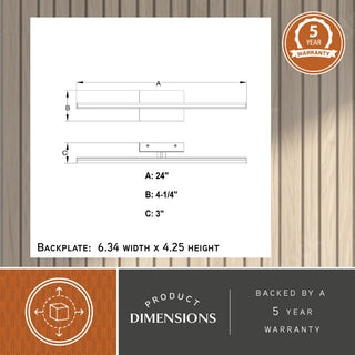 Ashburn 24" Integrated LED Matte Black Bath Bar Vanity Light White Shade