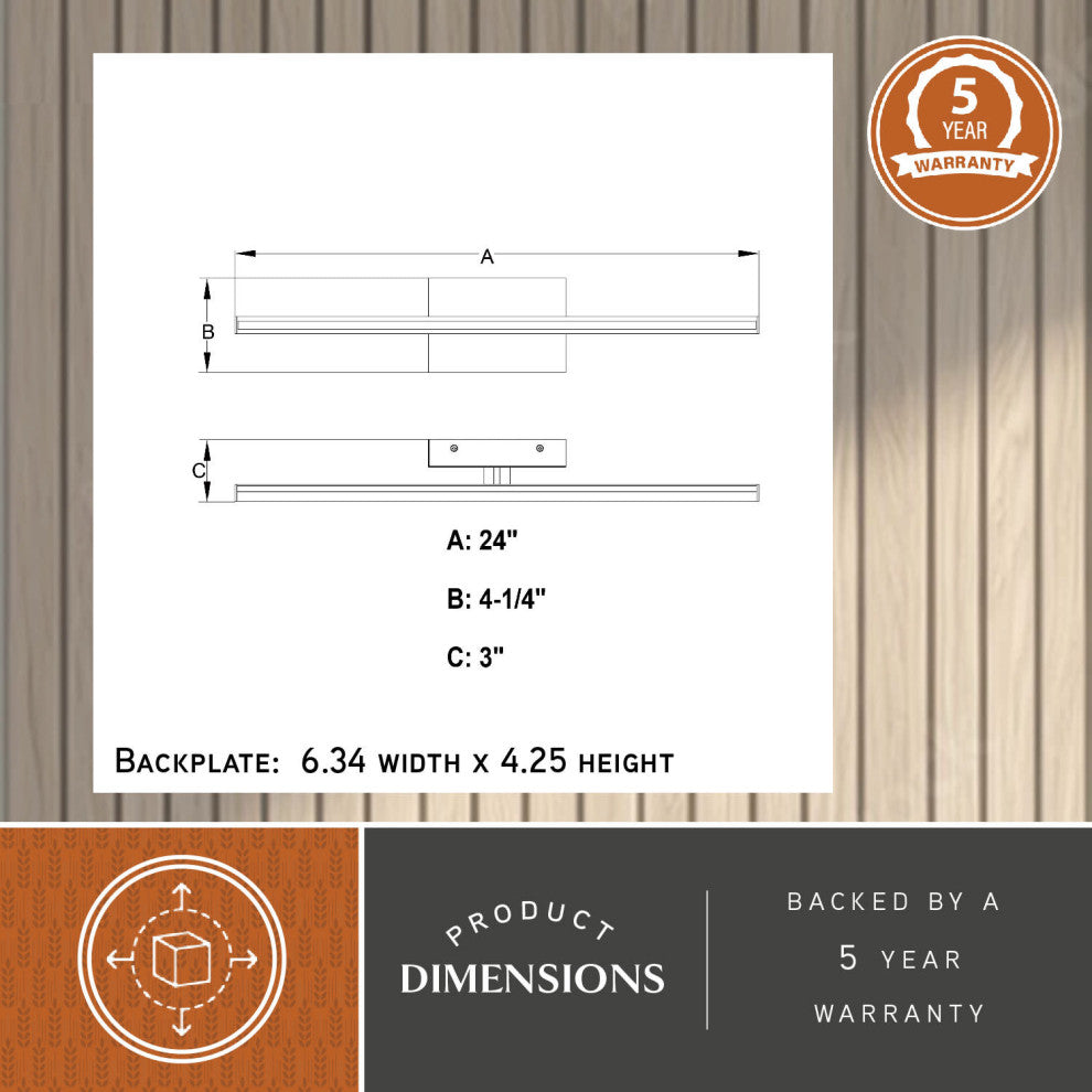 Ashburn 24" Integrated LED Matte Black Bath Bar Vanity Light White Shade