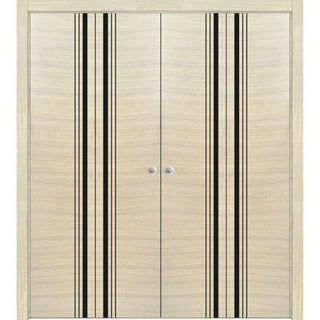 Solid French Double Doors 56 x 80 | Planum 0011 Natural Veneer with