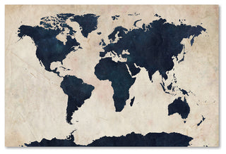 'World Map - Navy' Canvas Art by Michael Tompsett