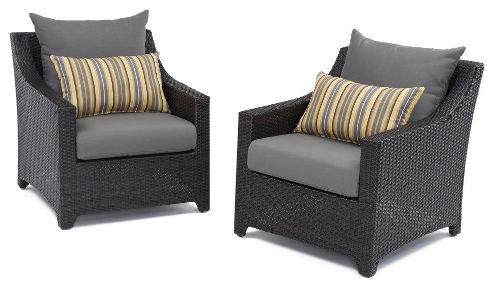 Deco 5 Piece Sunbrella Outdoor Patio Love and Club Fire Set, Charcoal Gray