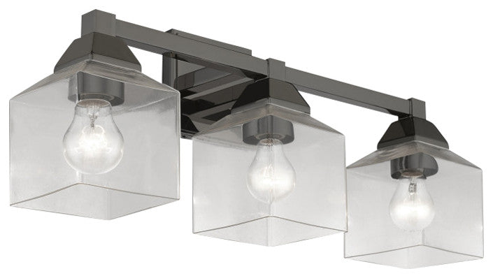 Aragon 3 Light Black Chrome Vanity Sconce