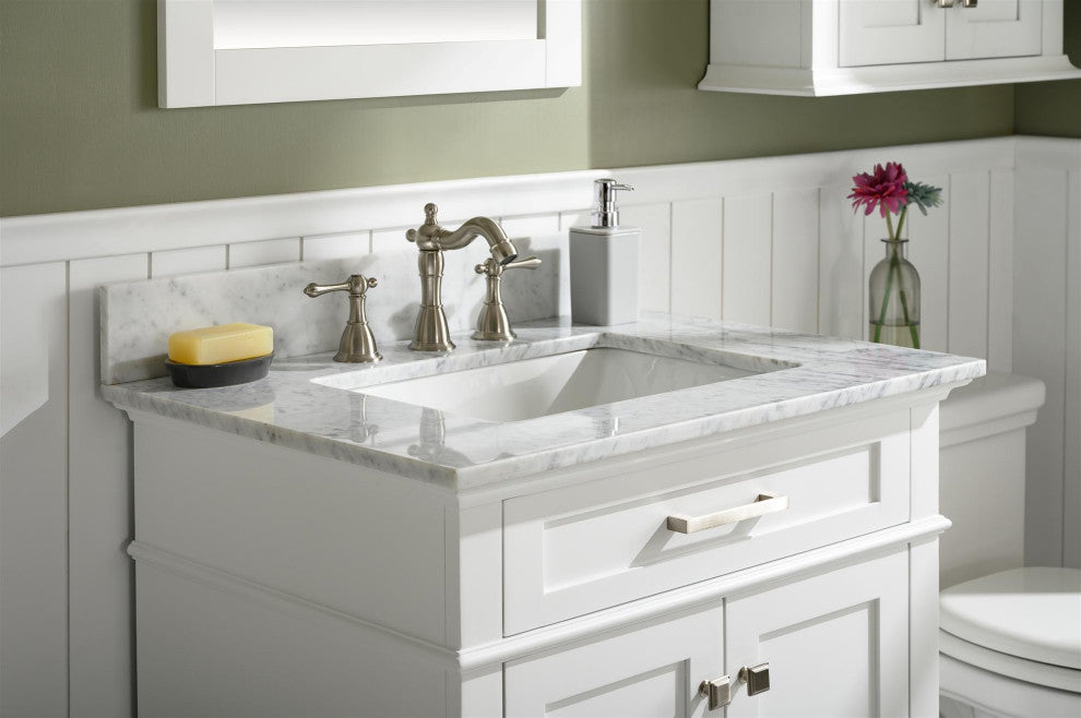 30" Single Sink Vanity Cabinet, White