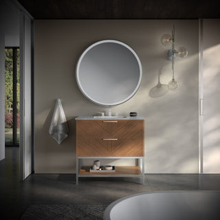 Diamond 36" Bath Vanity, Walnut/Brushed Nickel, 36", Marble Top
