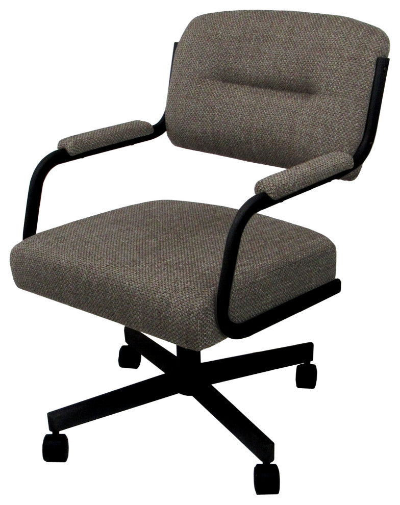 Swivel Tilt Kitchen Caster Chair with Wheels - M-110, Plumley Cocoa - Black