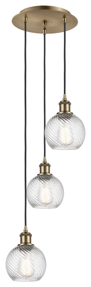 Innovations 113B-3P-AB-G1214-6 3 Light Multi-Pendant, Antique Brass