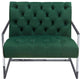 Velvet Upholstered Button Tufted Accent Chair with Stainless Steel Sled, Green
