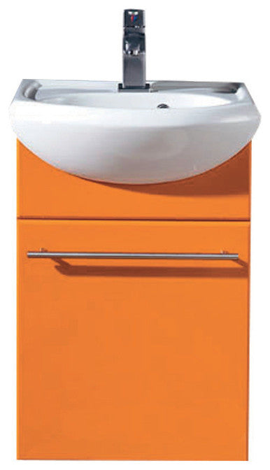 Eviva Venti 18" Wall Mount Orange Modern Bathroom Vanity White Porcelain Sink