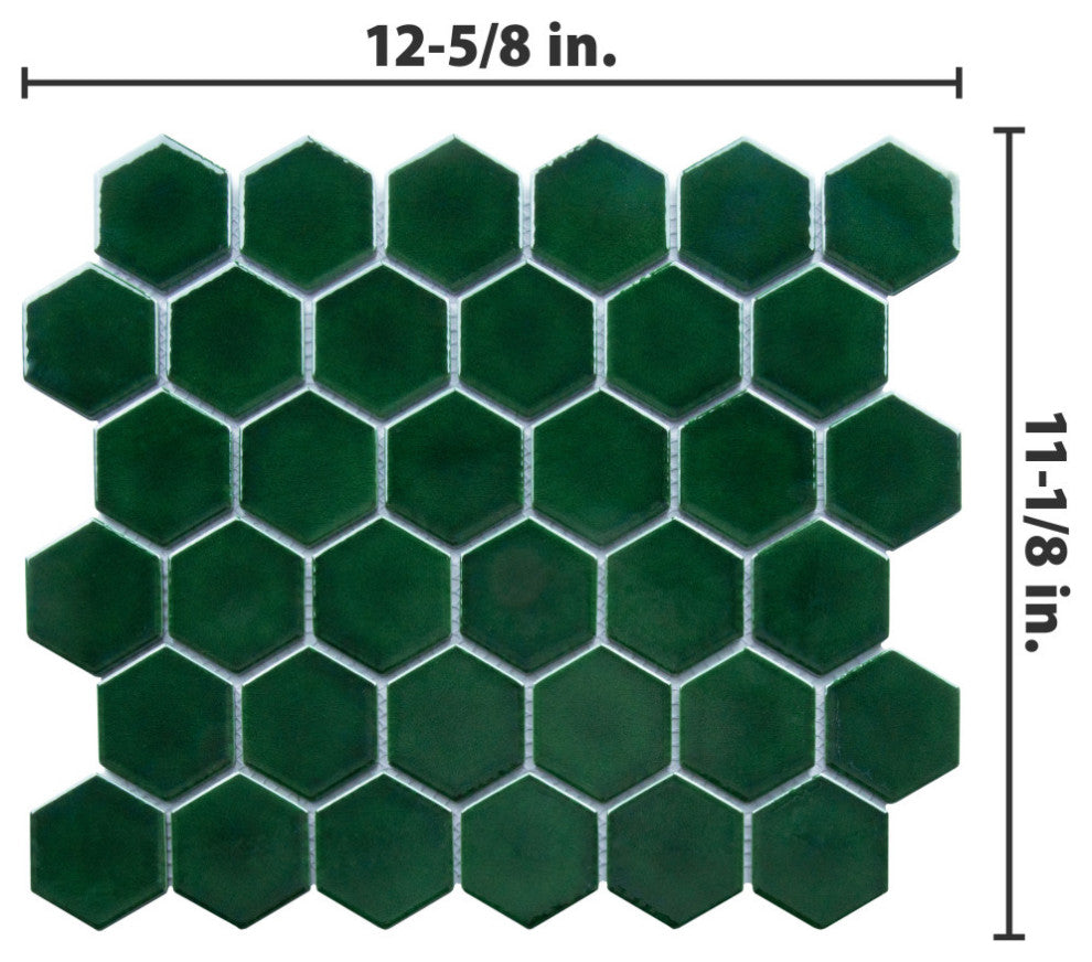 Metro Ion 2" Hex Emerald Porcelain Wall Tile