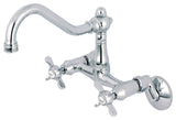 Kingston 6" Adjustable Center Wall Mount Kitchen Faucet, Polished Chrome