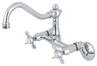 Kingston 6" Adjustable Center Wall Mount Kitchen Faucet, Polished Chrome