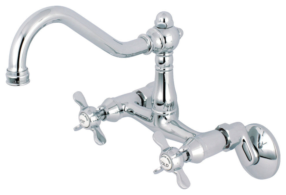 Kingston 6" Adjustable Center Wall Mount Kitchen Faucet, Polished Chrome