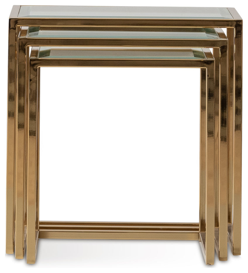 Savannah Breeze Nesting Tables, Set of 3, Bright Gold