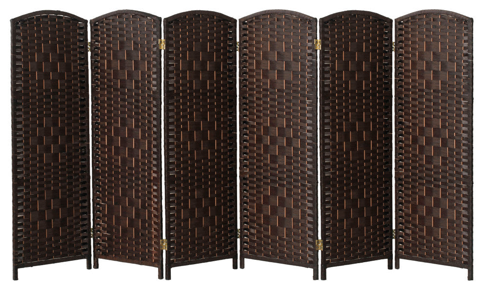 4 ft. Short Diamond Weave Fiber Room Divider Dark Mocha 6 Panel